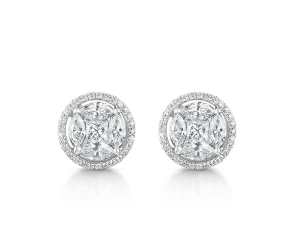 Round Illusion Halo Earrings